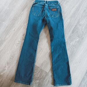Wrangler Western Denim Pocket Stitch Bootcut Blue Jeans Size 25 x 32